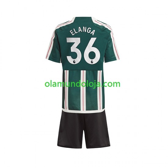 Camisola Manchester United Anthony Elanga 36 Criança Equipamento Segundo 2023-2024 Manga Curta